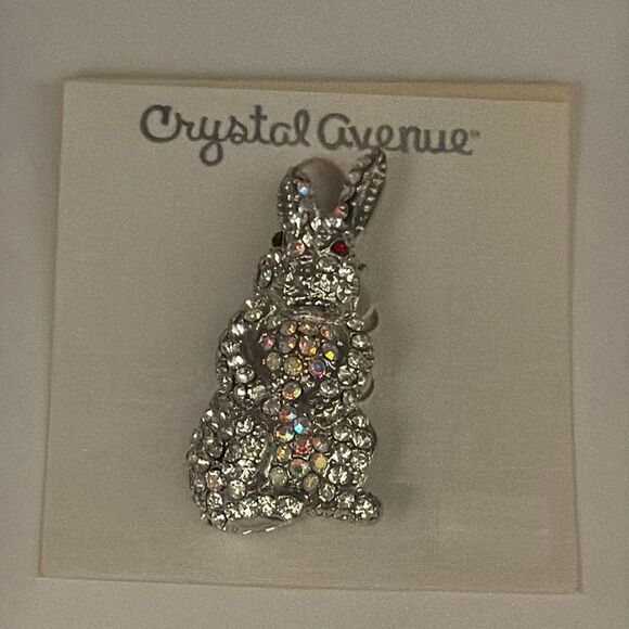 Crystal Avenue Silver Bunny Rabbit Brooch - Picture 4 of 5